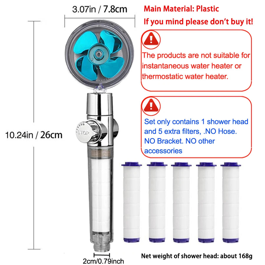 High Pressure Shower Head with 5 Filters | Water-Saving Rainfall Handheld Spa