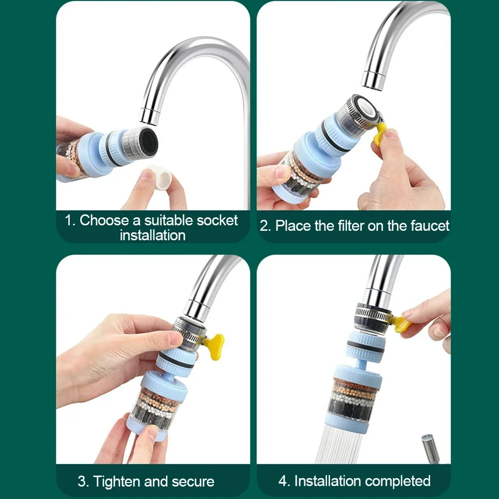 Universal Splash-Proof Water Filter Faucet | 6-Stage Purifier & Bubbler